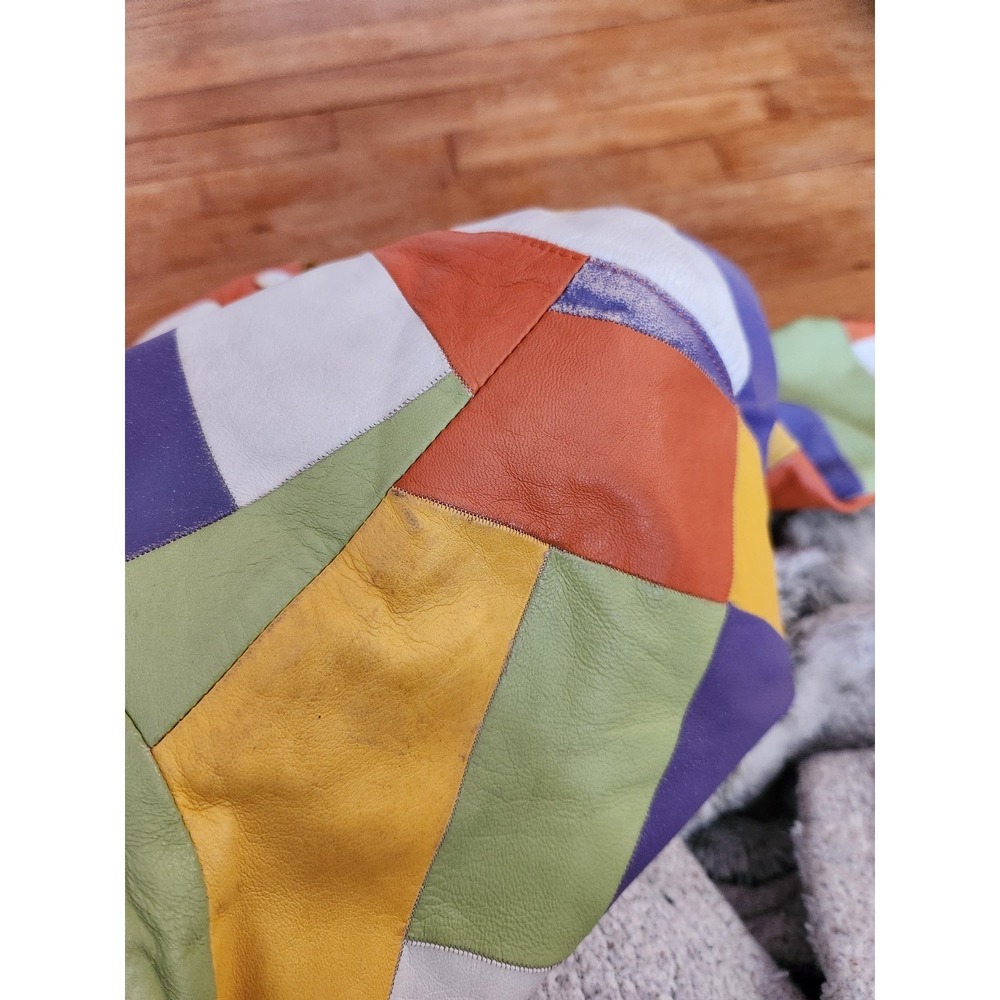 Y2K Colorful Patchwork Leather Jacket - image 7